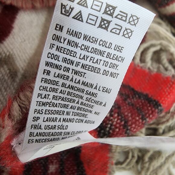 American Eagle Poncho Sweater One Size Aztec Western Open Front Fringe Kimono - Picture 12 of 13